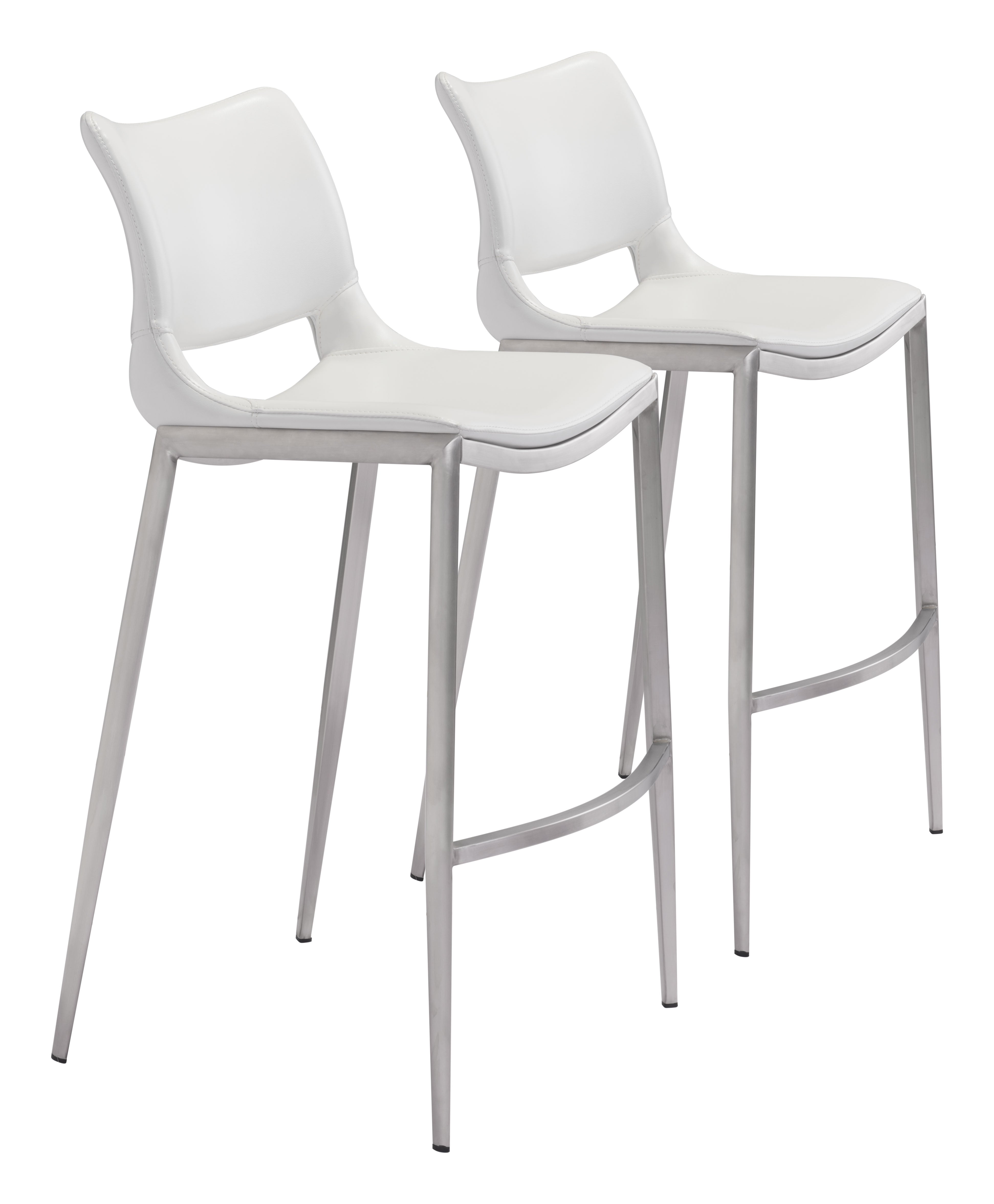 Ace Barstool White & Silver