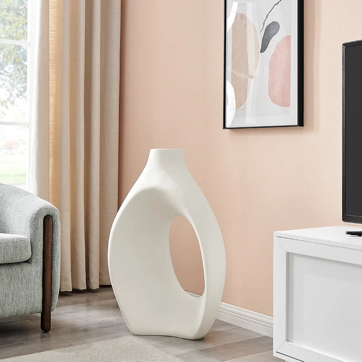 Exclusive Simi Vase Large White - Premium 34" Modern Resin Statement Collection