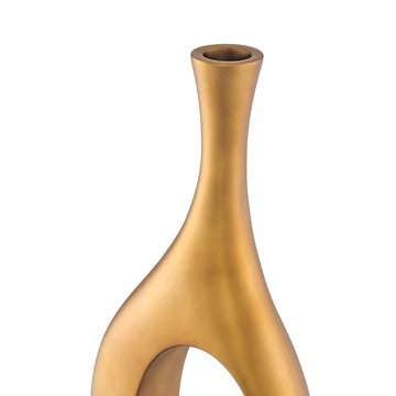 Premium Trombone Vase Small in Matte Bronze - Contemporary Resin Floor Sculpture with Sophisticated Finish