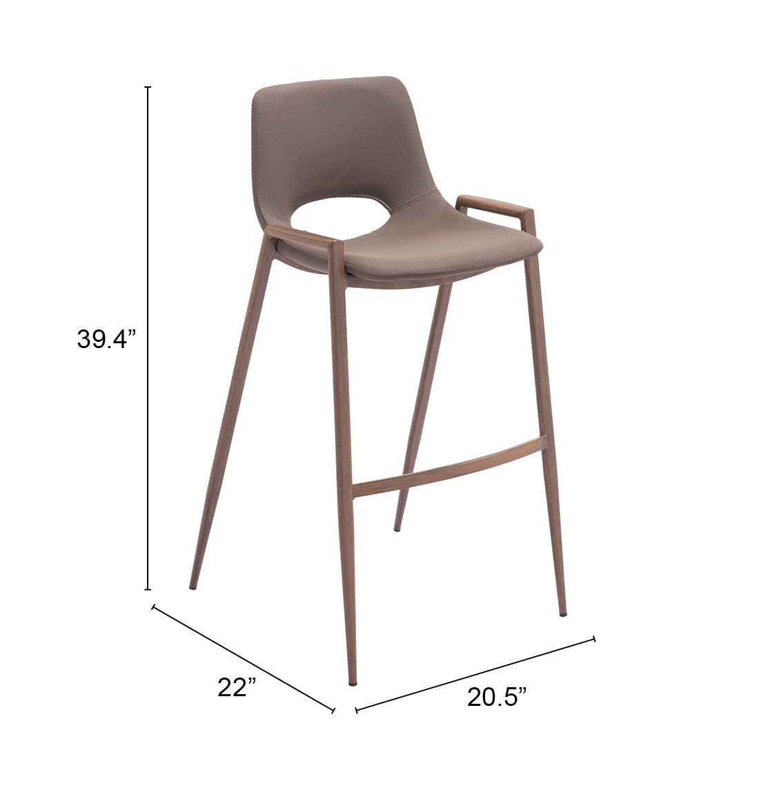 Desi Barstool Brown & Walnut