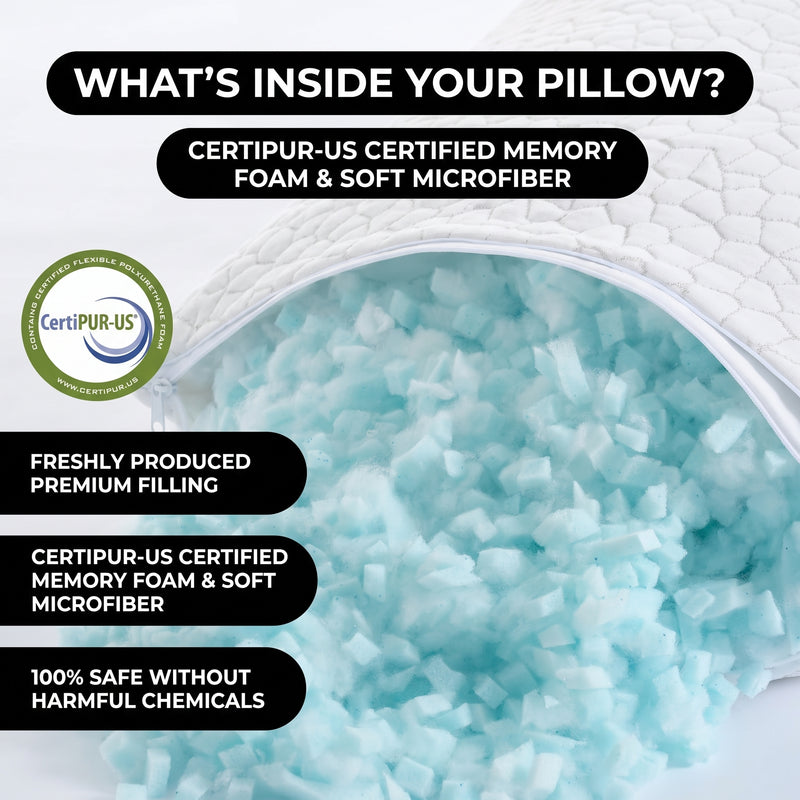 Gel Memory Foam Pillows, Set of 2 – Firm Quilted & Dual-Sided Cooling - 4t