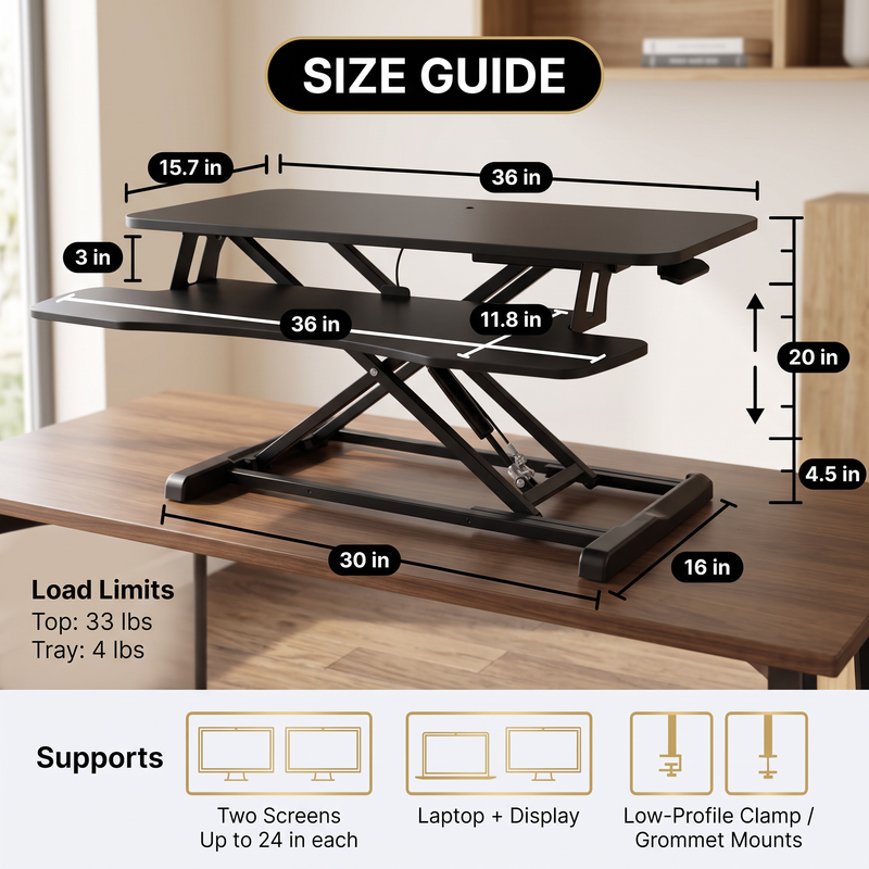 Standing Desk Converter – Adjustable Sit-to-Stand Desk Riser - 5.