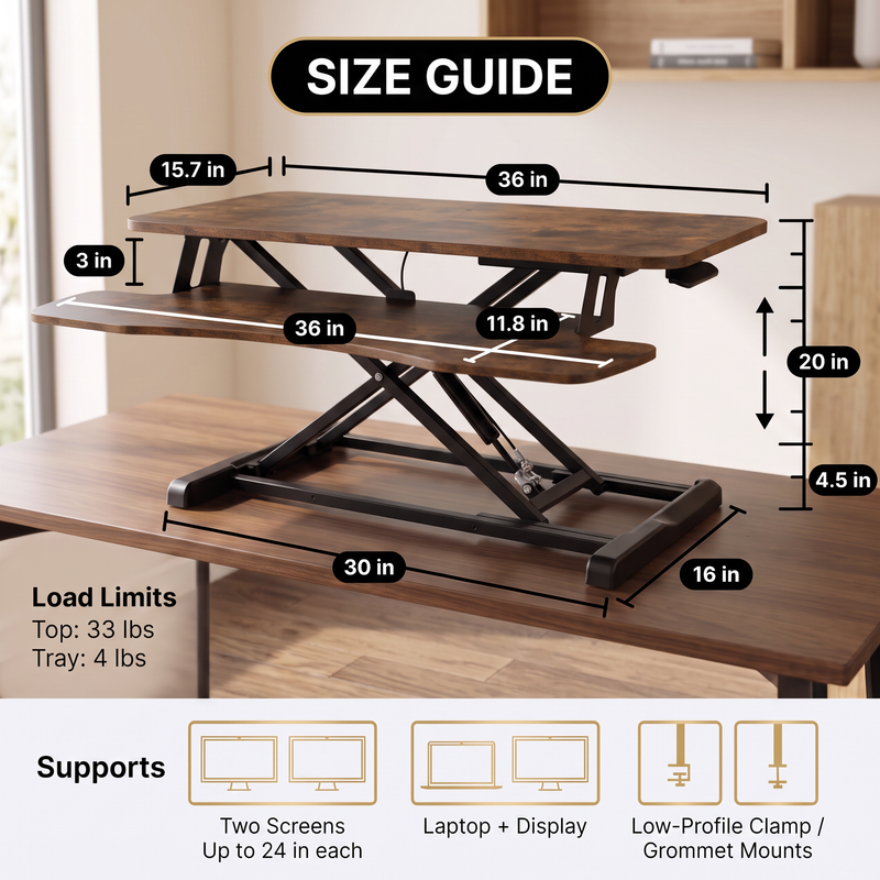 Standing Desk Converter – Adjustable Sit-to-Stand Desk Riser - 5.