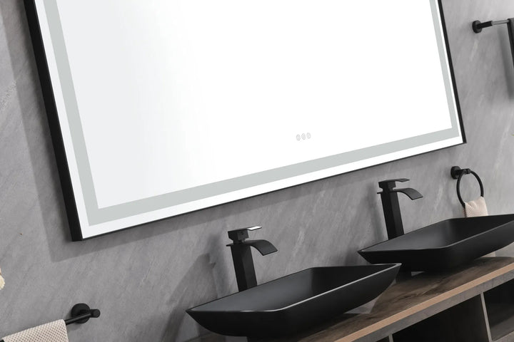 (ONLY FOR PICKUP) 72 in. W x 36 in. H Black Framed LED Single Bathroom Vanity Mirror in Polished Crystal Bathroom Vanity LED Mirror with 3 Color Lights Mirror for Bathroom Wall