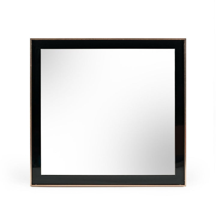39" Rose Gold and Black Wood and Metal Framed Accent Mirror