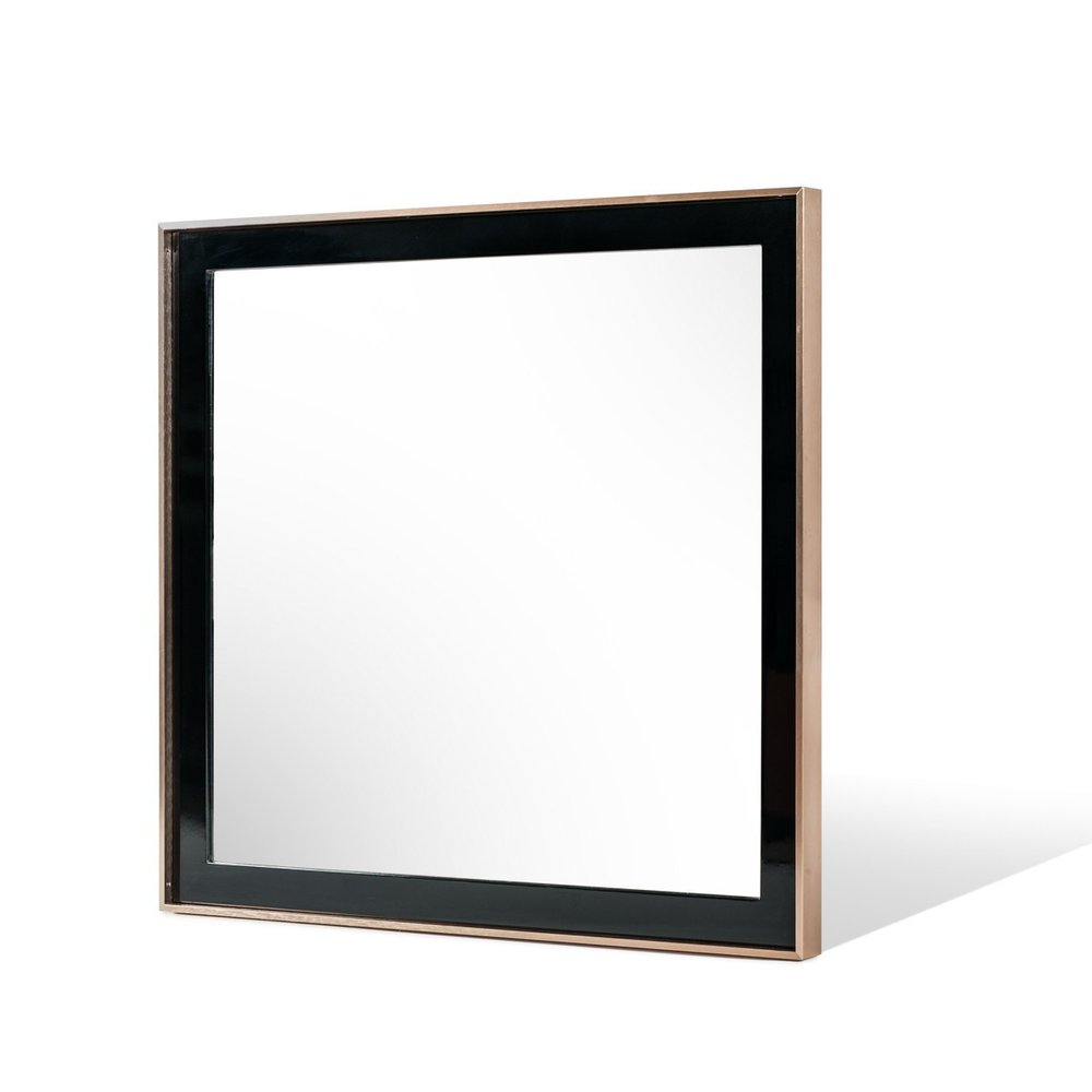 39" Rose Gold and Black Wood and Metal Framed Accent Mirror