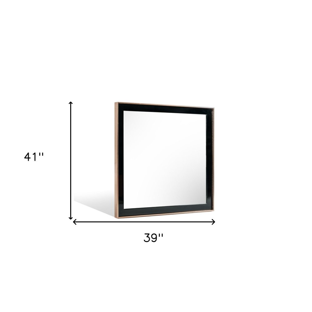 39" Rose Gold and Black Wood and Metal Framed Accent Mirror
