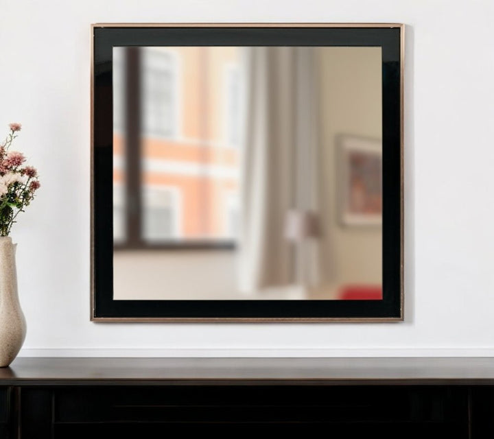 39" Rose Gold and Black Wood and Metal Framed Accent Mirror