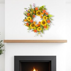 Mixed Fall Harvest Wreath – 25.5" Traditional Thanksgiving Door Decoration | Maple Leaves & Pinecones | Trufairs