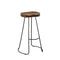 Set of Two 31" Chestnut and Black Solid Wood and Steel Backless Bar Height Bar Chairs