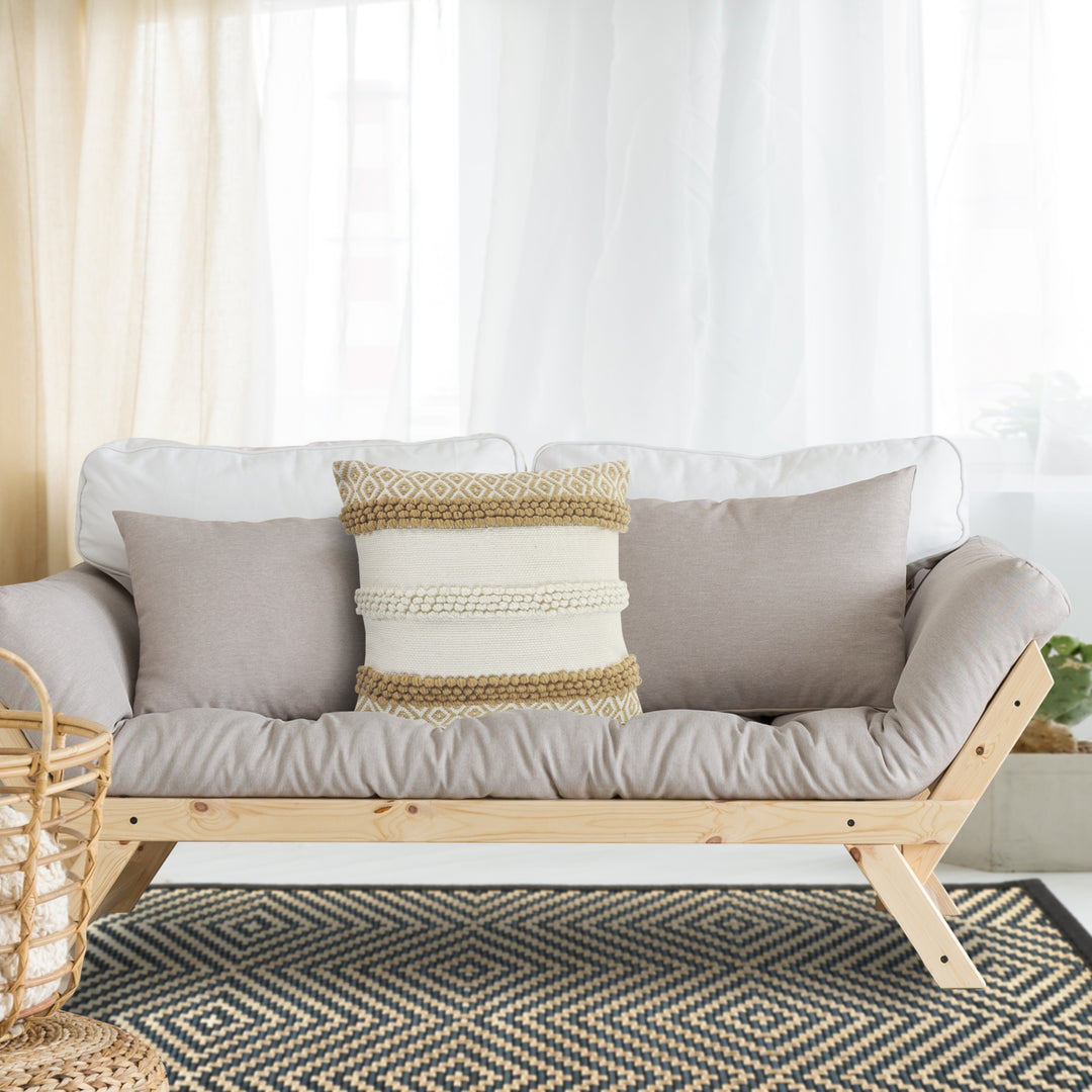 Modern Tan Geometric 20" Throw Pillow with Zipper – Indoor & Outdoor