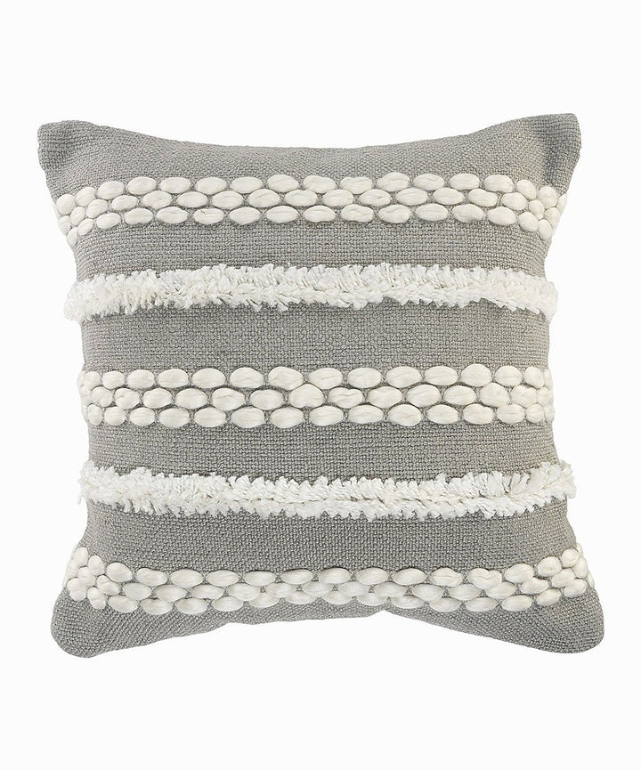 Premium 20" Gray and White Geometric Indoor Outdoor Throw Pillow with Textured Design