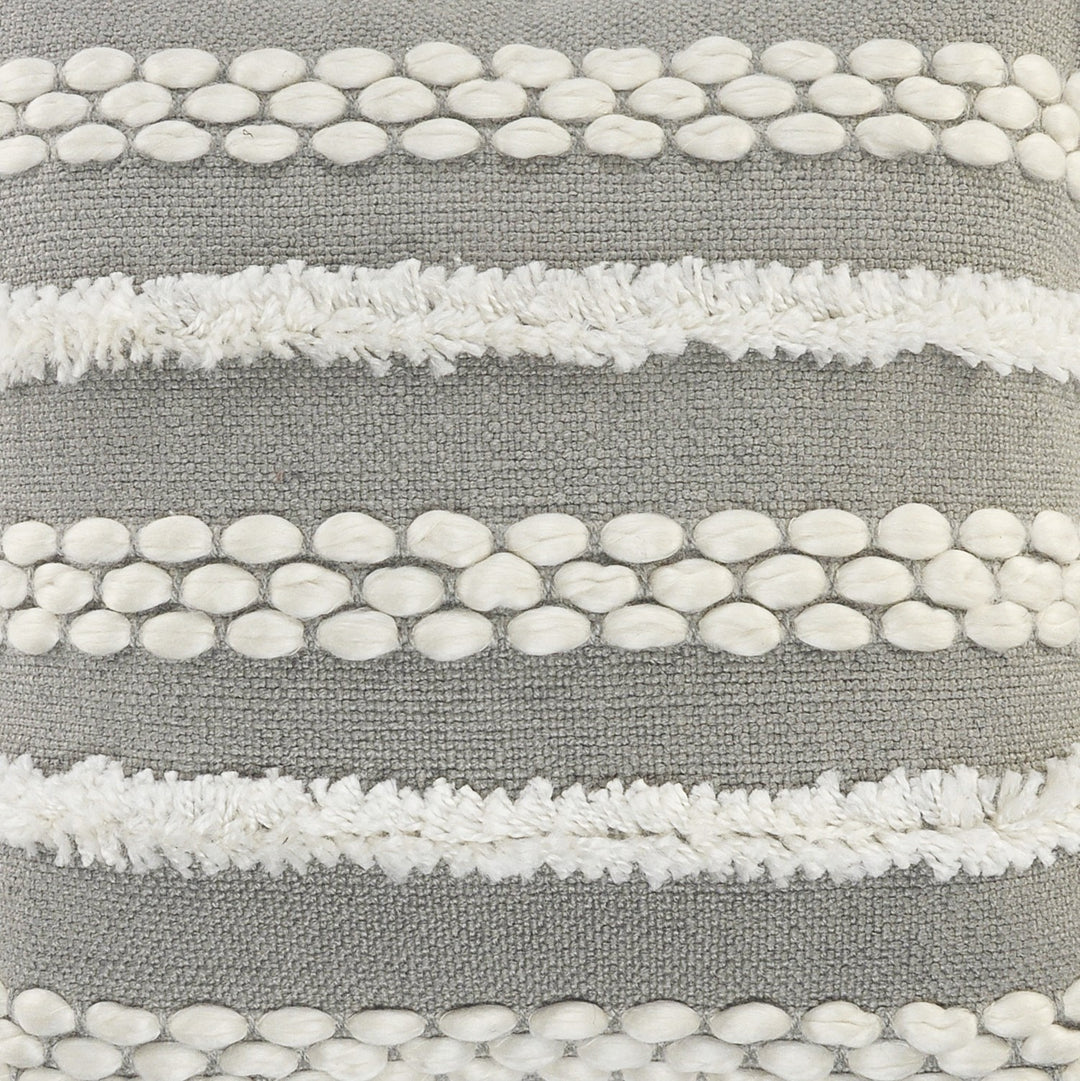 Premium 20" Gray and White Geometric Indoor Outdoor Throw Pillow with Textured Design