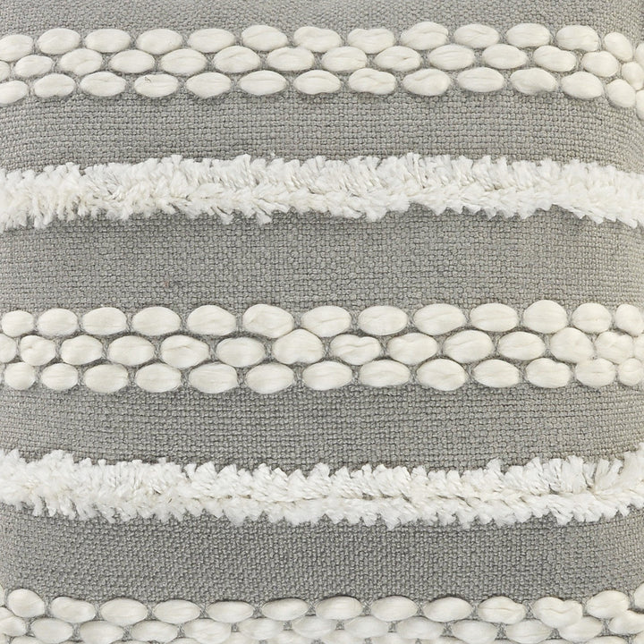Premium 20" Gray and White Geometric Indoor Outdoor Throw Pillow with Textured Design