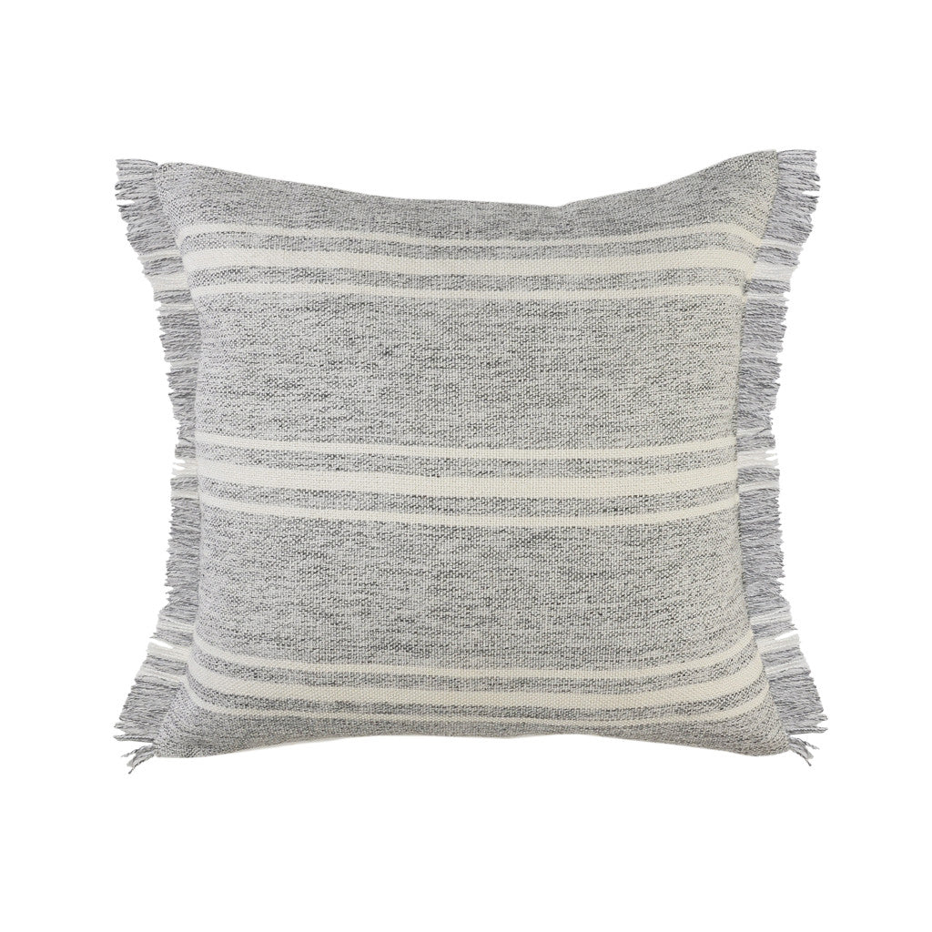 Modern 24" x 24" Gray Zippered Geometric Indoor Outdoor Throw Pillow