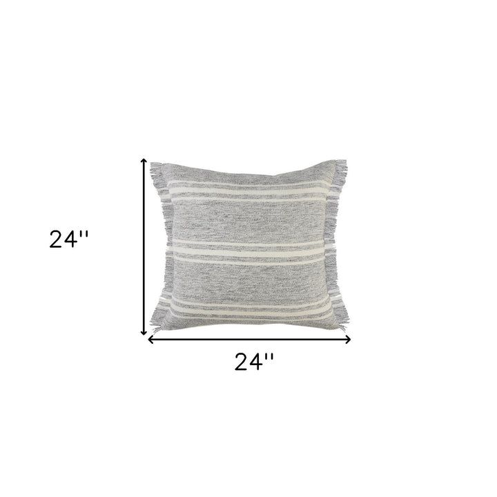 Modern 24" x 24" Gray Zippered Geometric Indoor Outdoor Throw Pillow