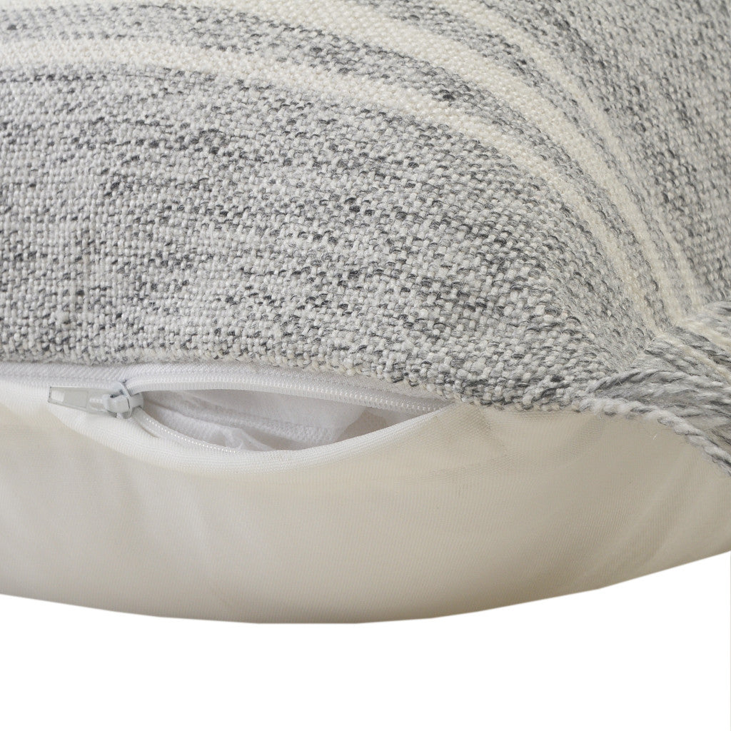 Modern 24" x 24" Gray Zippered Geometric Indoor Outdoor Throw Pillow