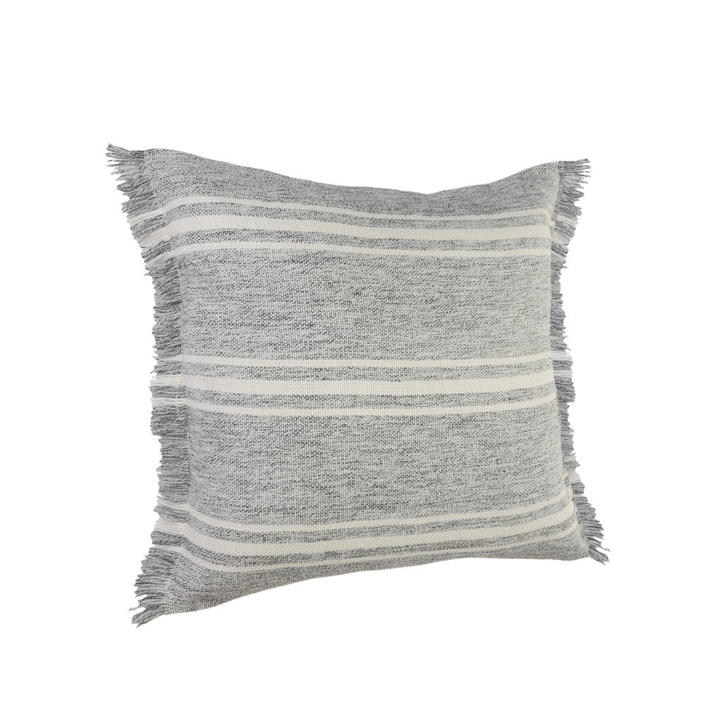 Modern 24" x 24" Gray Zippered Geometric Indoor Outdoor Throw Pillow