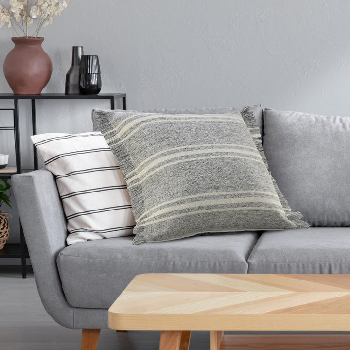 Modern 24" x 24" Gray Zippered Geometric Indoor Outdoor Throw Pillow