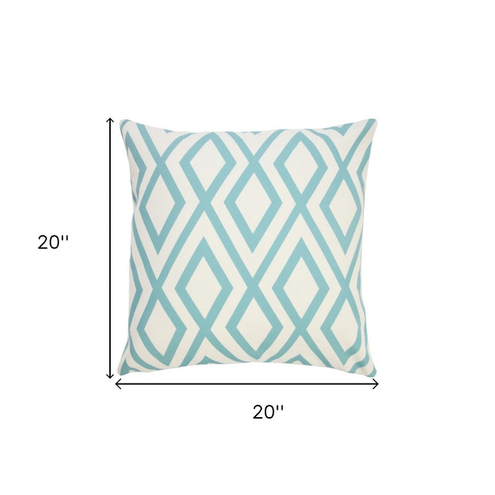 Modern  20" Aqua and White Geometric Indoor Outdoor Throw Pillow