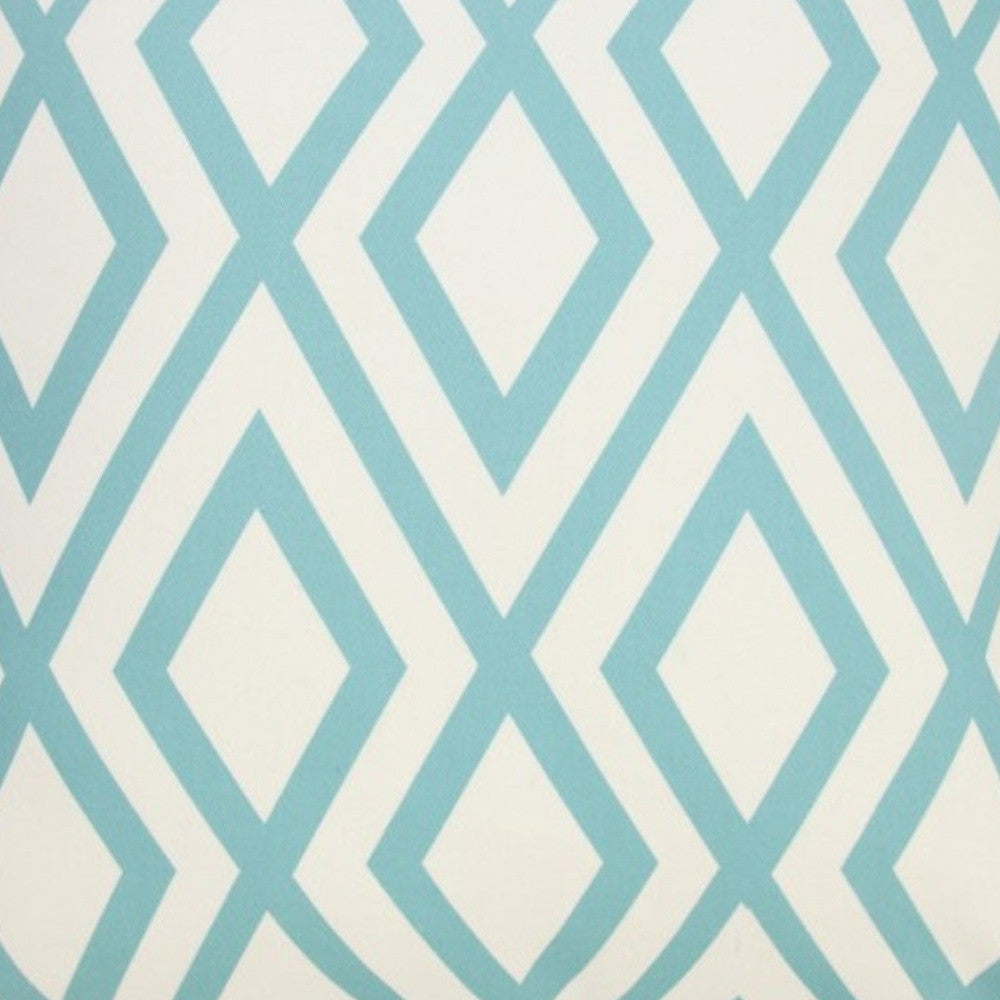 Modern  20" Aqua and White Geometric Indoor Outdoor Throw Pillow