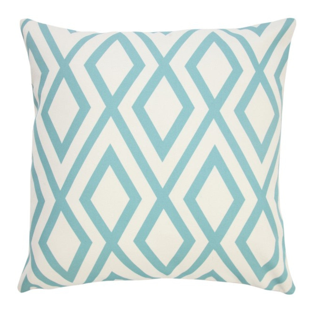 Modern  20" Aqua and White Geometric Indoor Outdoor Throw Pillow