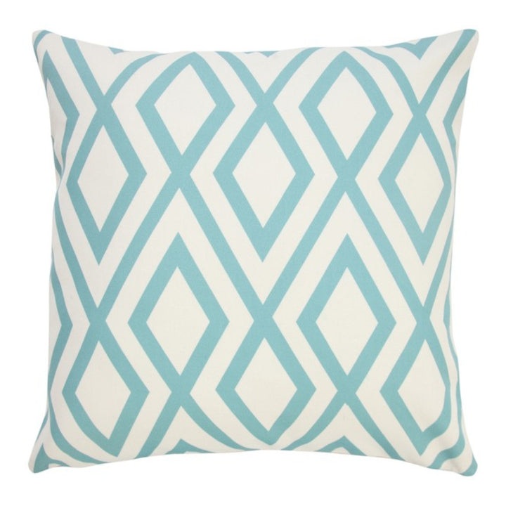 Modern  20" Aqua and White Geometric Indoor Outdoor Throw Pillow