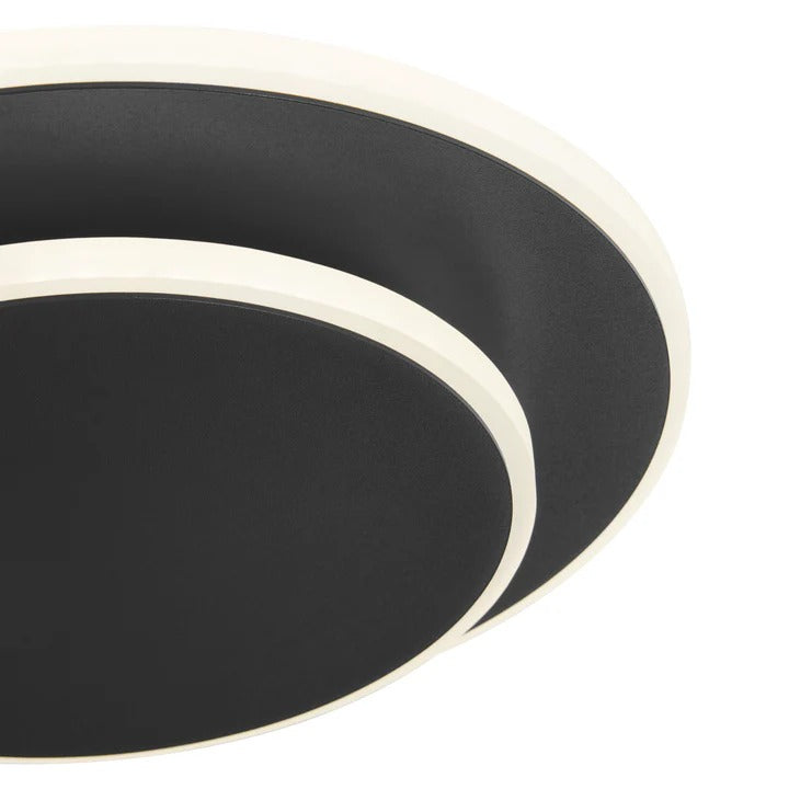 Dual Halo Wall Light – Matte-Black LED Ambience | Modern Wall Lamp | Trufairs