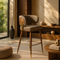 Premium Brew Barstool Collection - Brown & Walnut 2-Piece Set with 100% Polyurethane Upholstery