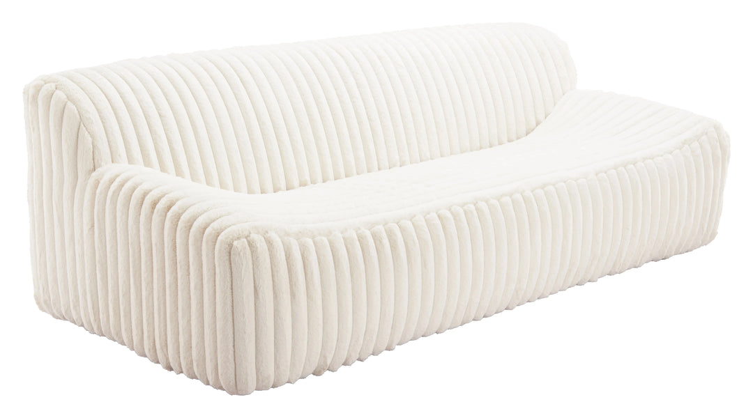 Contemporary Cream Sofa – Plush Cord-Style Fabric & Ash Wood | Living Room Seating | Trufairs