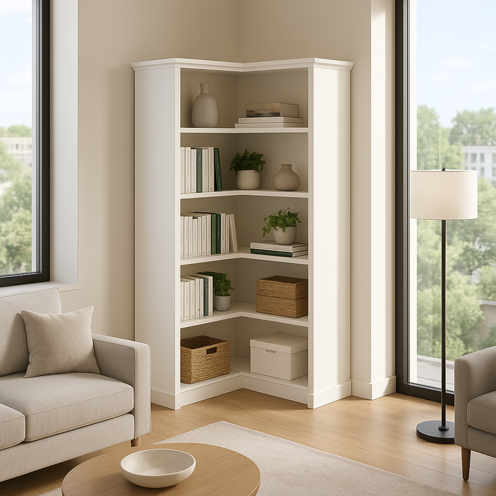 Premium 5-Tier Corner Bookshelf - Essential Storage Solution for Modern Living