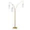 83" Brass Three Light Tree Floor Lamp With White Frosted Glass Drum Shade