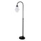 70" Black Arched Floor Lamp With White Frosted Glass Empire Shade