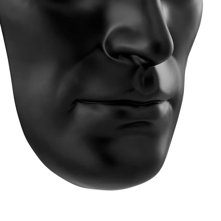 Exclusive Sumerian Masculine Face Matte Black Resin Wall Sculpture - Premium 28" Statement Art Collection