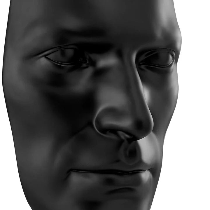 Exclusive Sumerian Masculine Face Matte Black Resin Wall Sculpture - Premium 28" Statement Art Collection