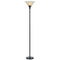 71" Bronze Torchiere Floor Lamp With Beige Frosted Glass Dome Shade