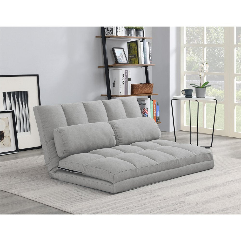 45" Gray Tri-Fold Convertible Sleeper Loveseat with Bolster Pillows – Modern Versatility for Compact Living