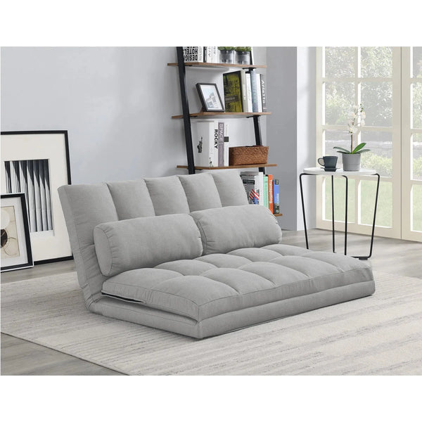 45" Gray Futon Convertible Sleeper Loveseat and Toss Pillows