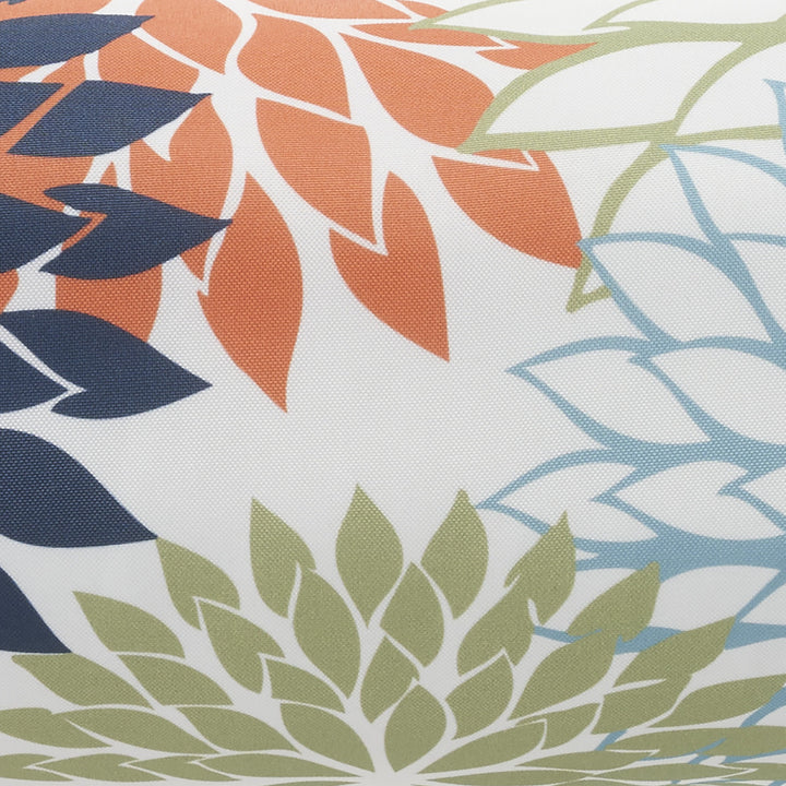 Modern  6" x 20" Orange Green and Blue Bolster Floral Indoor Outdoor Throw Pillow