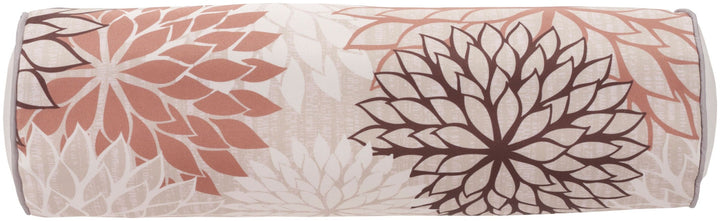 Premium 6" x 20" Brown Beige and Ivory Bolster Floral Indoor Outdoor Throw Pillow