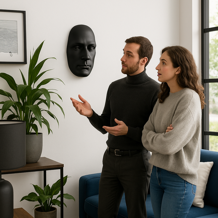 Exclusive Sumerian Masculine Face Matte Black Resin Wall Sculpture - Premium 28" Statement Art Collection