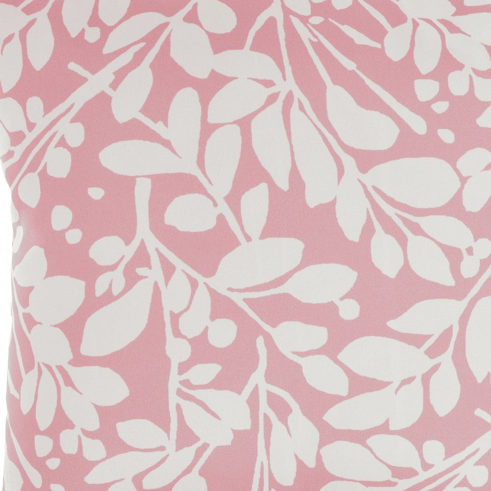 Premium 20" Pink and White Botanical and Geometric Indoor Outdoor Throw Pillow - Reversible Contemporary Design with Weather-Resistant Polyester