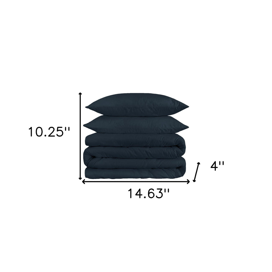 Navy Blue King Cotton Blend Duvet Cover Set – 1200 Thread Count Washable Luxury | Trufairs