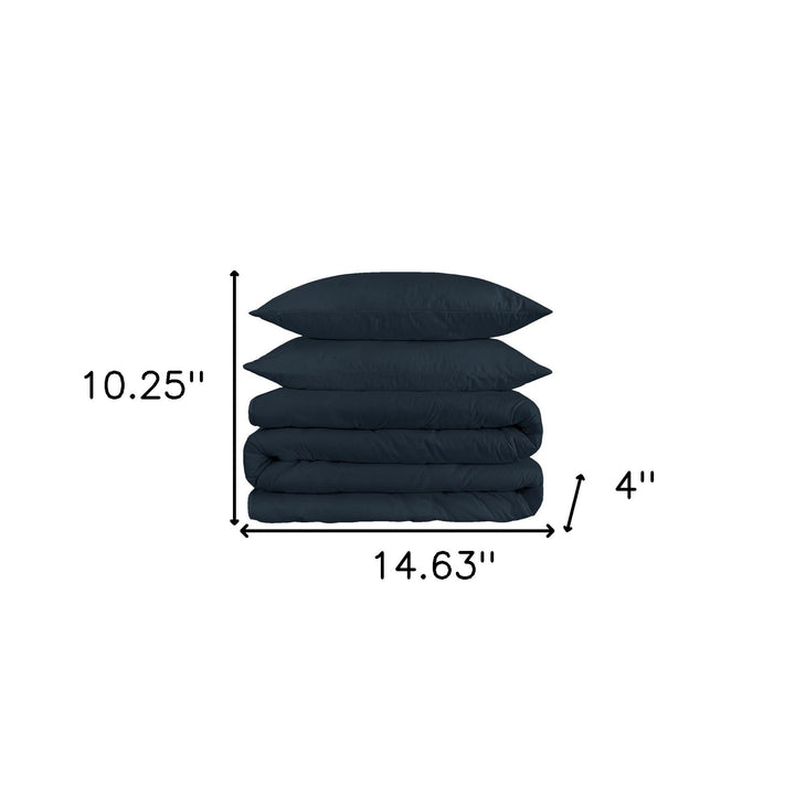 Navy Blue King Cotton Blend Duvet Cover Set – 1200 Thread Count Washable Luxury | Trufairs