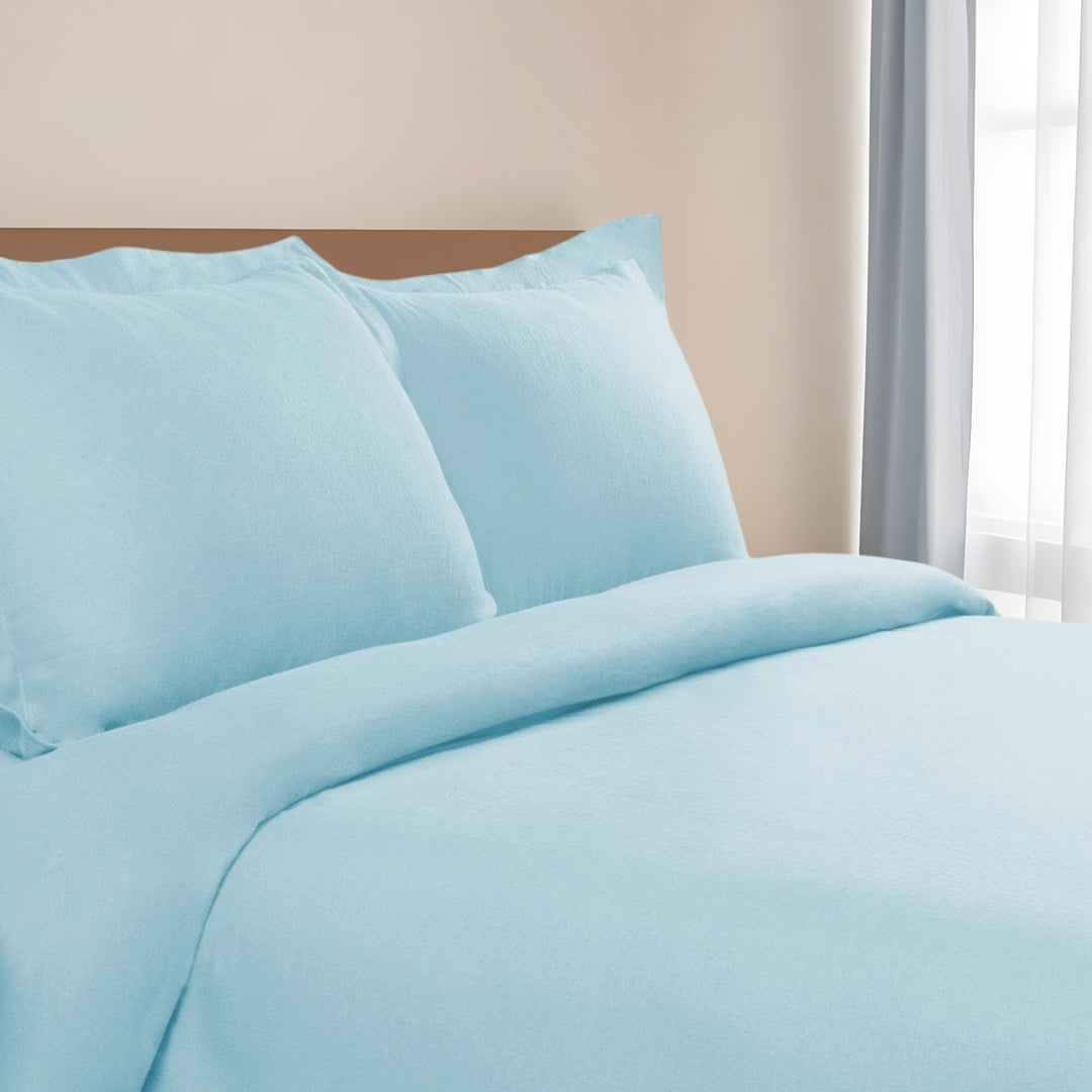Light Blue King Cotton Blend Duvet Cover Set – Washable Modern Comfort | Trufairs