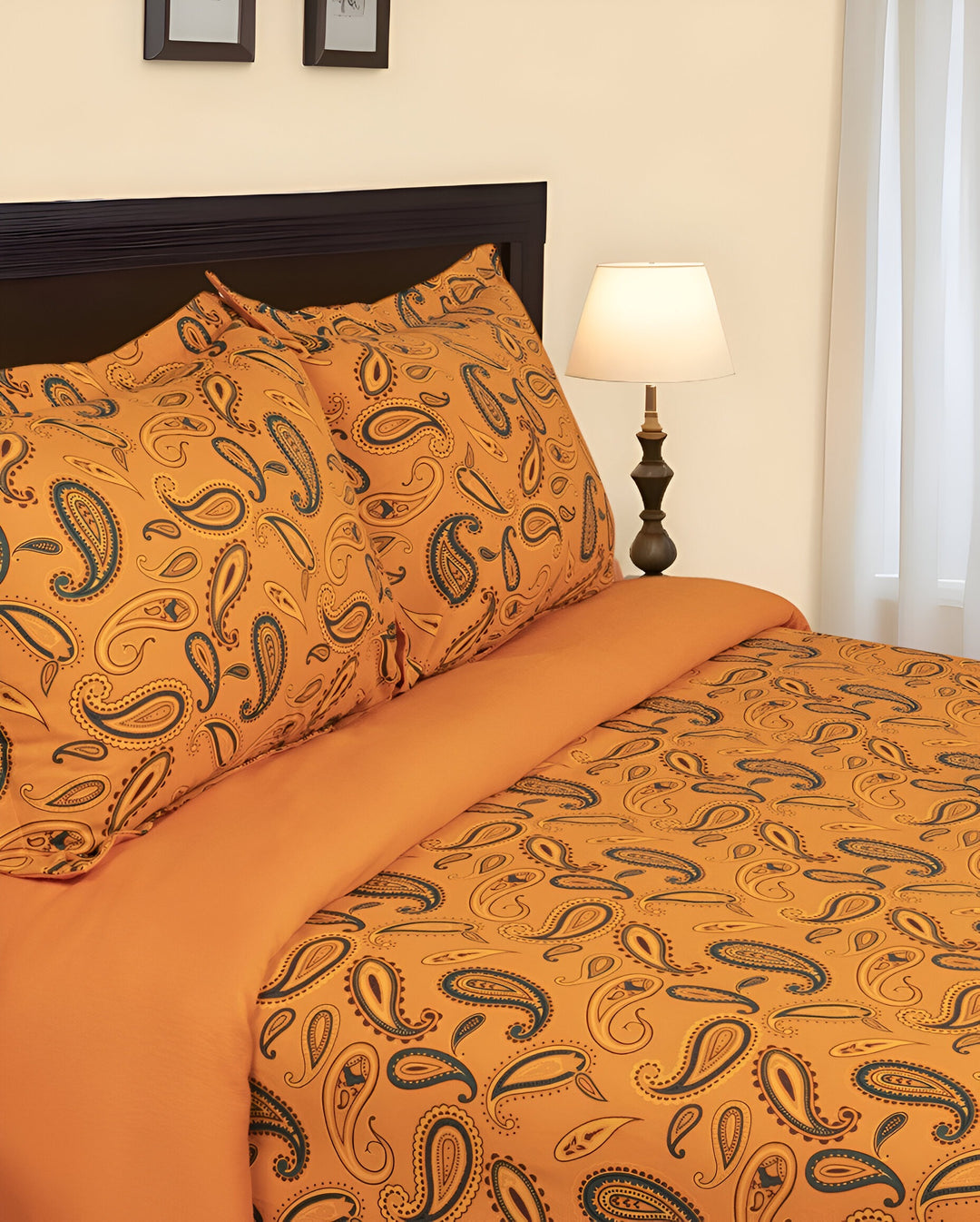 Blue & Orange Queen Cotton Blend Duvet Cover Set – Washable Bold Modern Comfort | Trufairs
