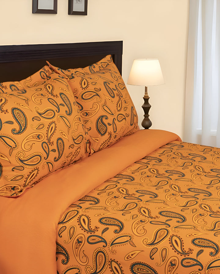 Blue & Orange Queen Cotton Blend Duvet Cover Set – Washable Bold Modern Comfort | Trufairs