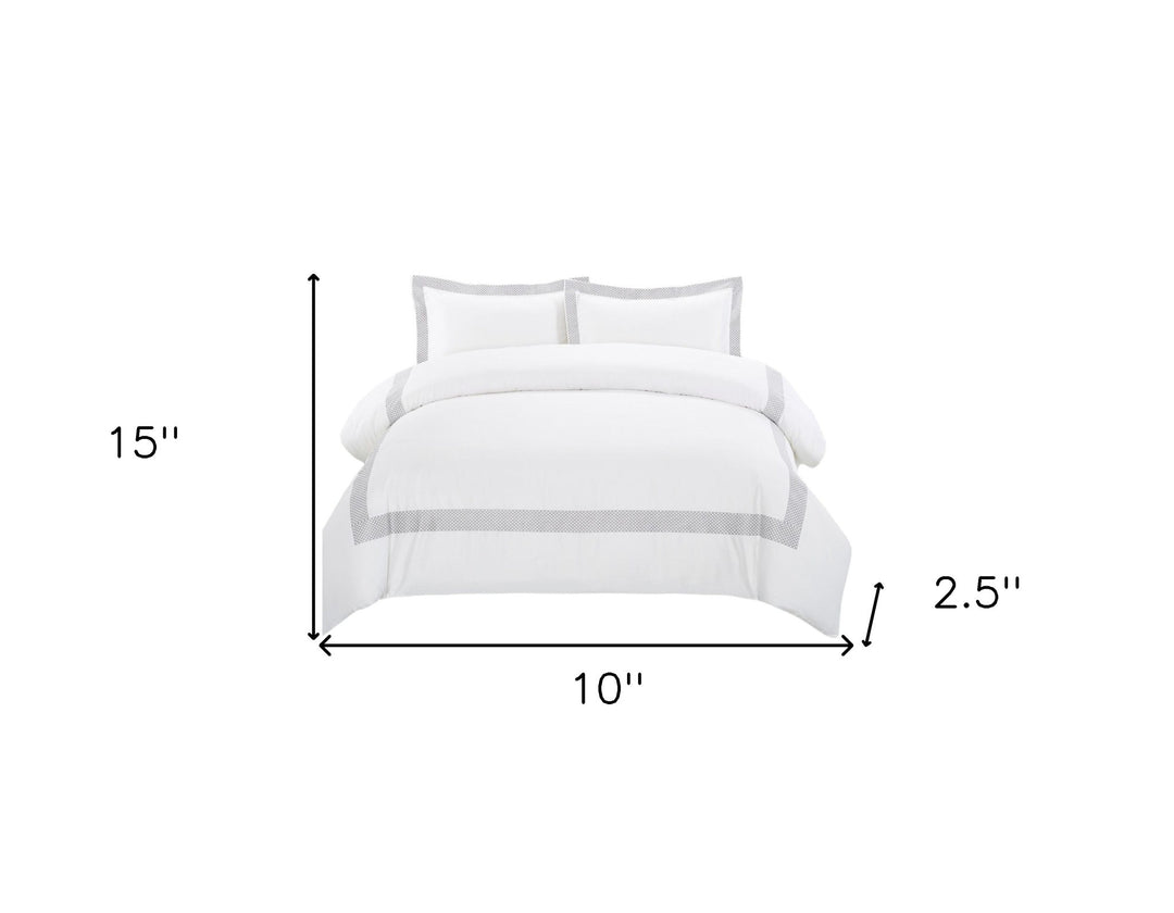 Gray & White Cotton Duvet Cover Set – 200 Thread Count | Queen Washable Luxury | Trufairs