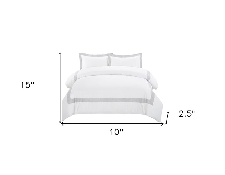 Gray & White Cotton Duvet Cover Set – 200 Thread Count | Queen Washable Luxury | Trufairs