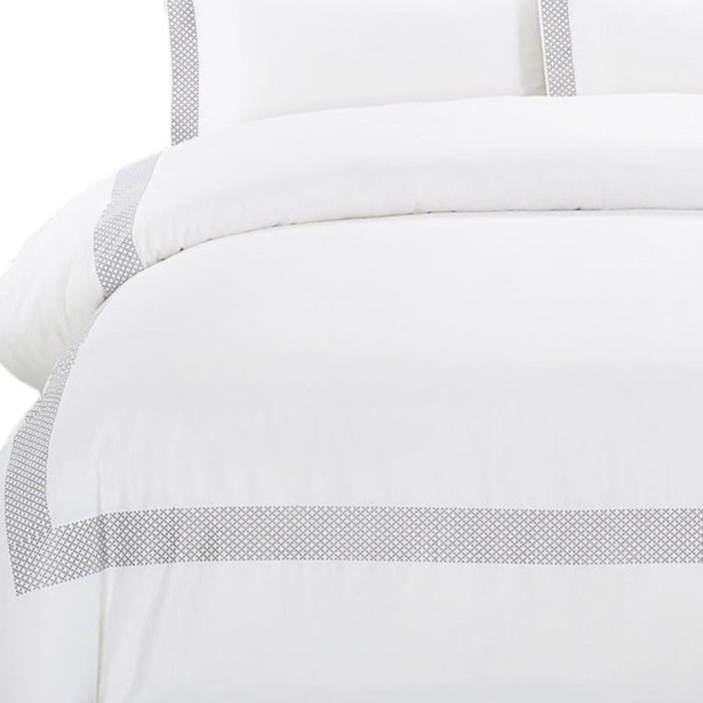 Gray & White Cotton Duvet Cover Set – 200 Thread Count | Queen Washable Luxury | Trufairs